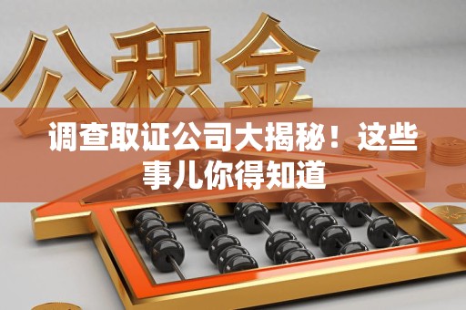 浮梁调查取证公司大揭秘！这些事儿你得知道