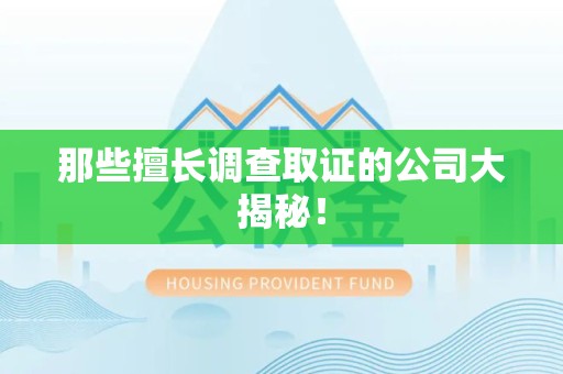 浮梁那些擅长调查取证的公司大揭秘！