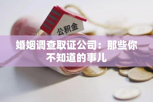 浮梁婚姻调查取证公司：那些你不知道的事儿