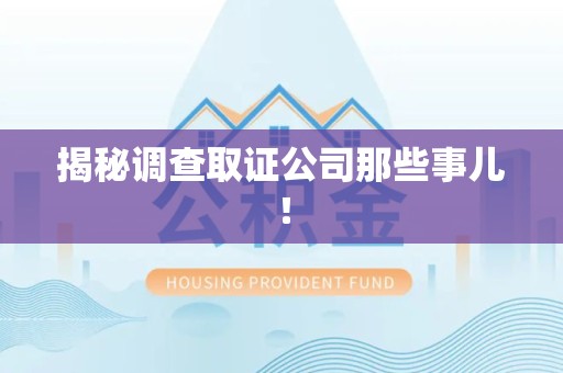 浮梁揭秘调查取证公司那些事儿！