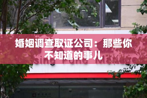 浮梁婚姻调查取证公司：那些你不知道的事儿