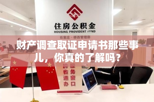 浮梁财产调查取证申请书那些事儿，你真的了解吗？