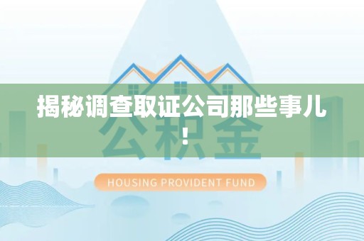 浮梁揭秘调查取证公司那些事儿！