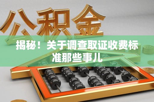 浮梁揭秘！关于调查取证收费标准那些事儿