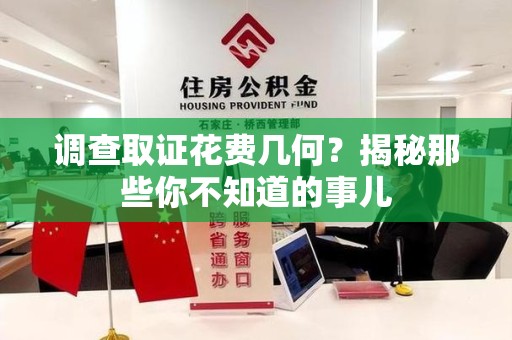 浮梁调查取证花费几何？揭秘那些你不知道的事儿