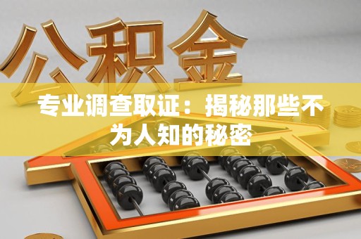 浮梁专业调查取证：揭秘那些不为人知的秘密