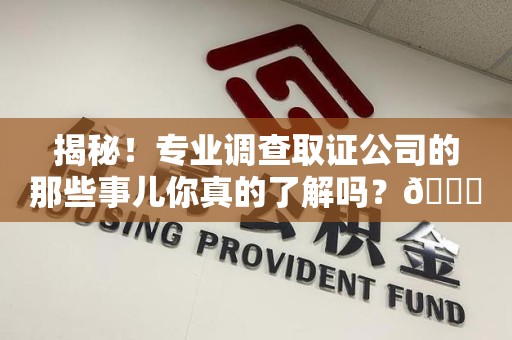 浮梁揭秘！专业调查取证公司的那些事儿你真的了解吗？😎