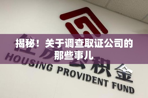 浮梁揭秘！关于调查取证公司的那些事儿